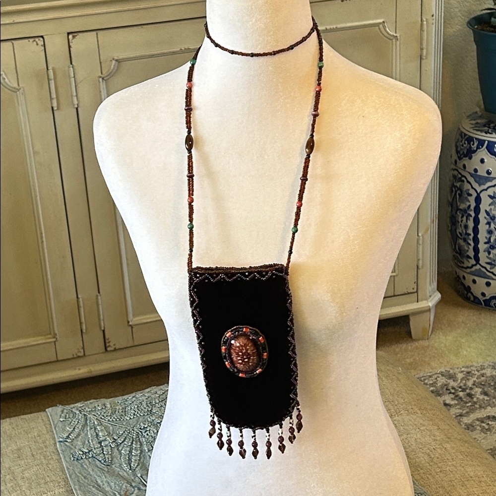 GEM PATTERN SILK VELVET BEADED MINI POUCH CROSSBODY BAG